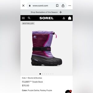 Sorel Lilac and Black Snow Boots